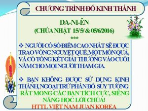 CHNG TRNH KINH THNH ANIN CHA NHT 15