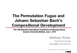 The Permutation Fugue and Johann Sebastian Bachs Compositional
