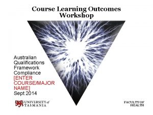 Course Learning Outcomes Workshop Australian Qualifications Framework Compliance
