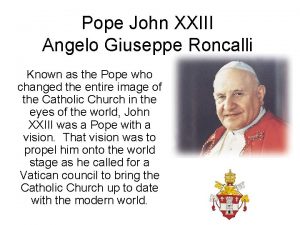 Pope john xxiii contributions