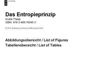 Das Entropieprinzip Andr Thess ISBN 978 3 486