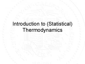 Introduction to Statistical Thermodynamics Molecular Simulations u Molecular