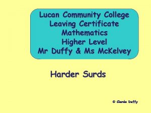 Lucan Community College Leaving Certificate Mathematics Higher Level