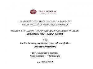 UNIVERSIT DEGLI STUDI DI ROMA LA SAPIENZA PRIMA UNIVERSIT DEGLI STUDI DI ROMA LA SAPIENZA PRIMA