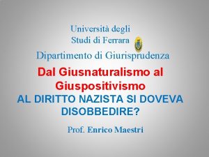 Universit degli Studi di Ferrara Dipartimento di Giurisprudenza