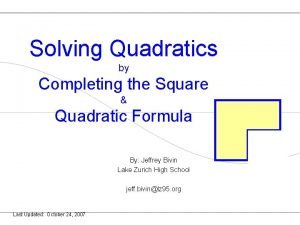 Completing the square