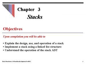 Chapter 3 Stacks Objectives Upon completion you will