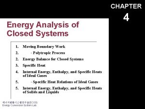 Energy analysis of closed systems