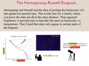 The HertzsprungRussell Diagram Hertzsprung and Russell had the