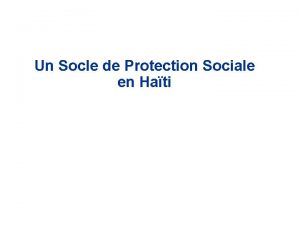 Un Socle de Protection Sociale en Hati SPS