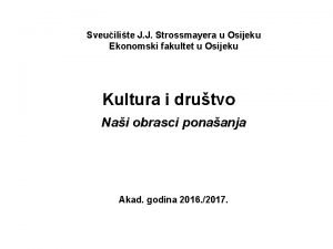 Sveuilite J J Strossmayera u Osijeku Ekonomski fakultet