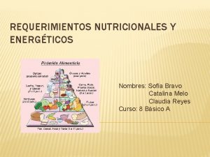 REQUERIMIENTOS NUTRICIONALES Y ENERGTICOS Nombres Sofa Bravo Catalina