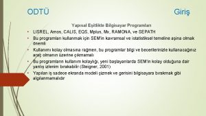 ODT Giri Yapsal Eitlikte Bilgisayar Programlar LISREL Amos