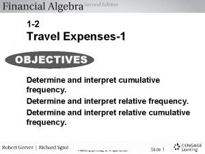 1 2 Travel Expenses1 OBJECTIVES Determine and interpret