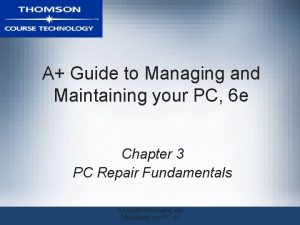 Guide to managing and maintaining your pc
