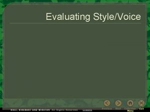 Evaluating StyleVoice What Is Style Style is a