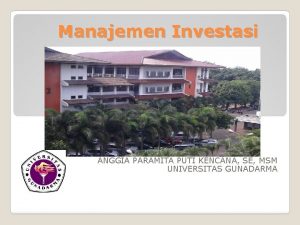 Manajemen Investasi ANGGIA PARAMITA PUTI KENCANA SE MSM