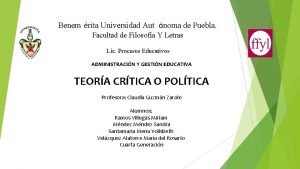 Benem rita Universidad Aut noma de Puebla Facultad