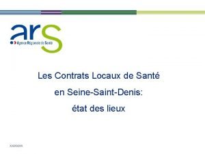 Les Contrats Locaux de Sant en SeineSaintDenis tat