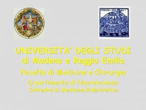 UNIVERSITA DEGLI STUDI di Modena e Reggio Emilia