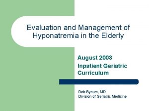 Management of hyponatremia