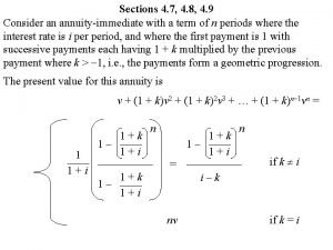 Perpetuity immediate formula