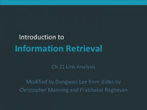 Link analysis in information retrieval