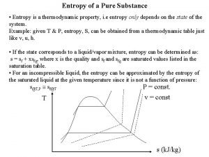 Entropy of a Pure Substance Entropy is a