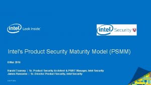 Intels Product Security Maturity Model PSMM 8 Mar