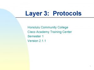 Layer 3 Protocols Honolulu Community College Cisco Academy