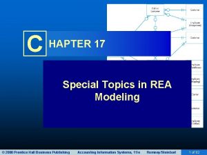 C HAPTER 17 Special Topics in REA Modeling