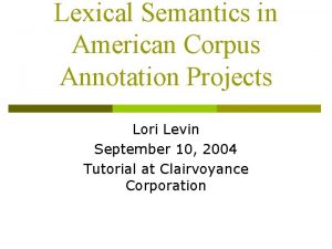 Lexical semantics