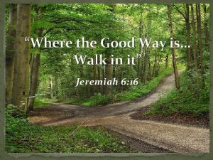 Ask where the good way is and walk in it