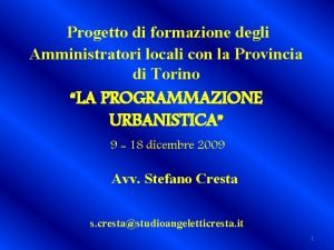 Progetto di formazione degli Amministratori locali con la