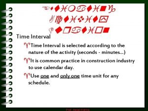Estimating Activity Duration Time Interval Time Interval is