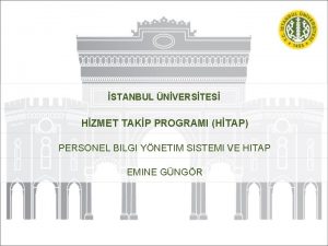 STANBUL NVERSTES HZMET TAKP PROGRAMI HTAP PERSONEL BILGI