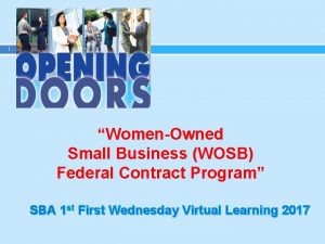 1 WomenOwned Small Business WOSB Federal Contract Program