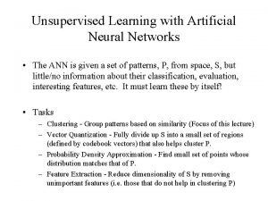 Ann unsupervised learning