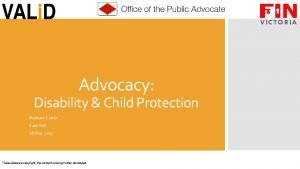 Advocacy Disability Child Protection Barbara Carter Kate Fitt
