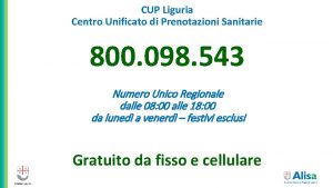 CUP Liguria Centro Unificato di Prenotazioni Sanitarie 800