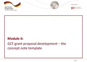 Gcf funding proposal template