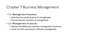 Chapter 7 business management