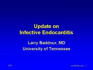 Update on Infective Endocarditis Larry Baddour MD University