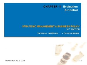 CHAPTER 11 Evaluation Control STRATEGIC MANAGEMENT BUSINESS POLICY