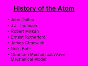 History of the atom john dalton