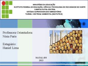 MINISTRIO DA EDUCAO INSTITUTO FEDERAL DE EDUCAO CINCIA