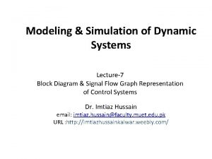 Modeling Simulation of Dynamic Systems Lecture7 Block Diagram