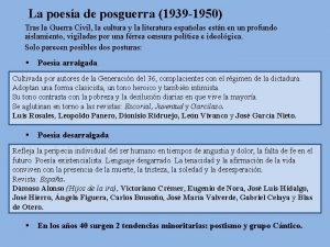 La poesa de posguerra 1939 1950 Tras la