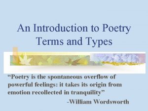 An Introduction to Poetry Terms and Types Poetry
