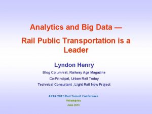 Big data and railroad analytics